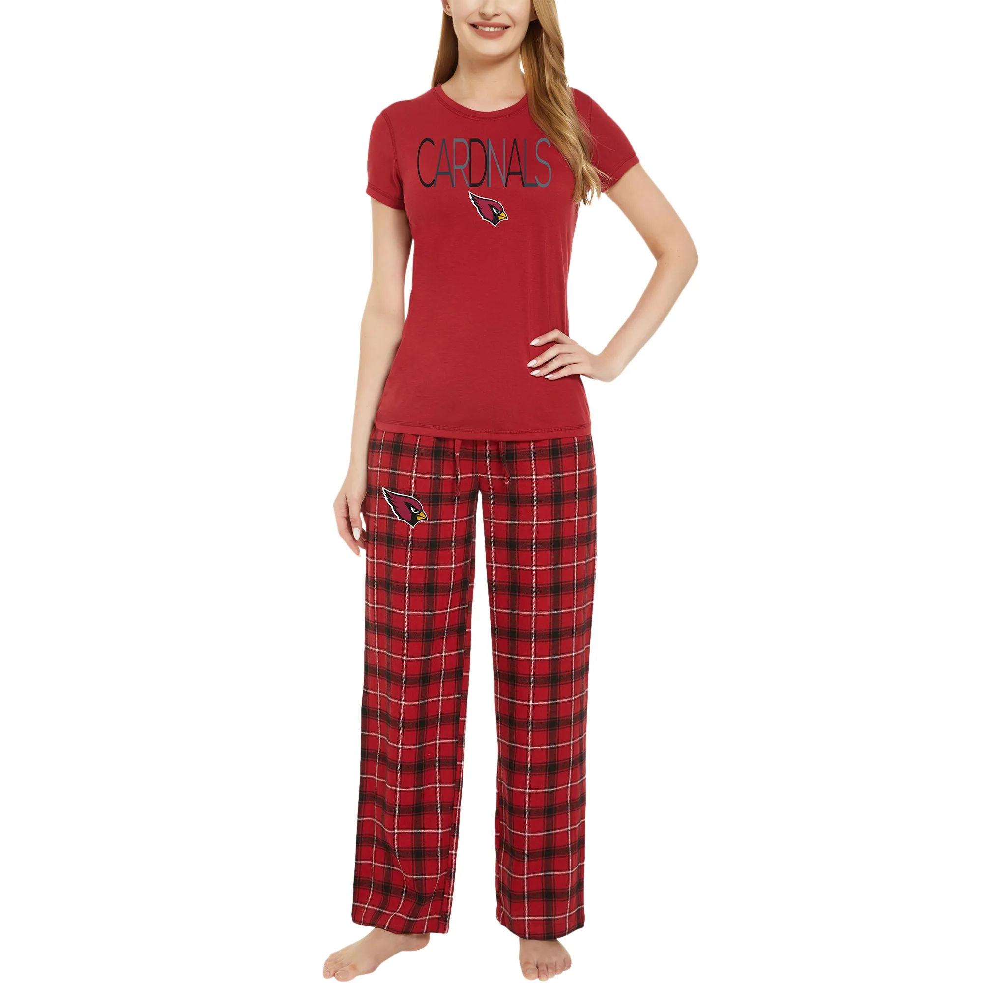 Lids Women's Concepts Sport Cardinal/Black Arizona Cardinals Arctic T-Shirt & Flannel Pants Sleep Set